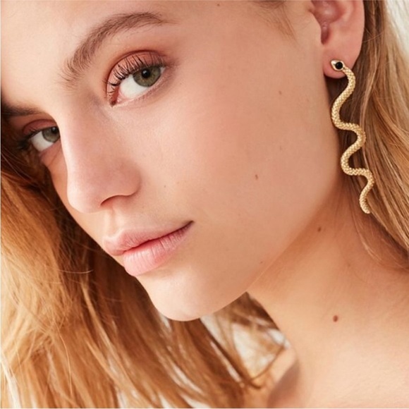 Urban outfitters Gold Snake Statement Earrings - Picture 1 of 5